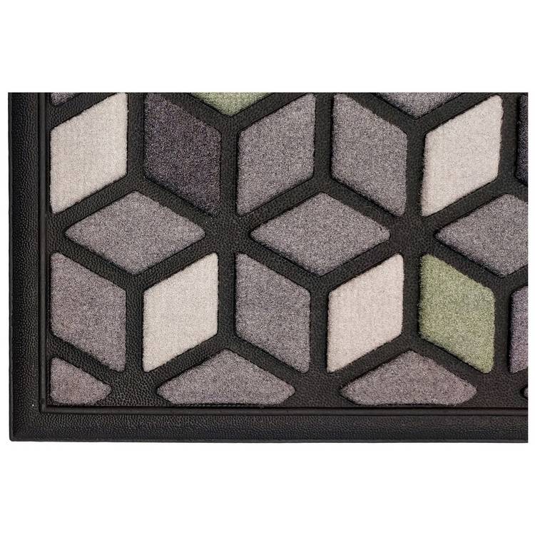 Mighty Mats geometric black cut pile doormat 45x75cm, UK version