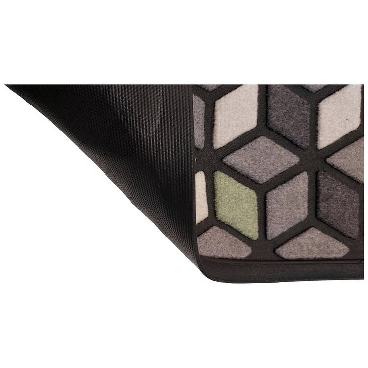 Mighty Mats geometric black cut pile doormat 45x75cm, UK version
