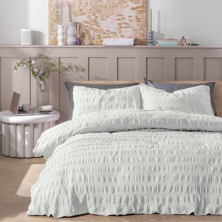Habitat Widestripe seersucker white bedding set single, UK version