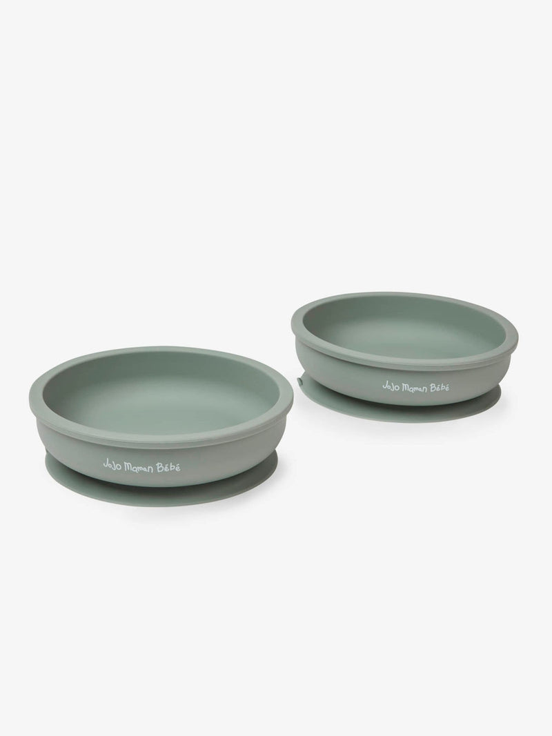 JoJo Maman Bébé green silicone suction bowls 2-pack, UK version