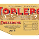 Toblerone milk chocolate with honey and almond nougat 750g (British brand)