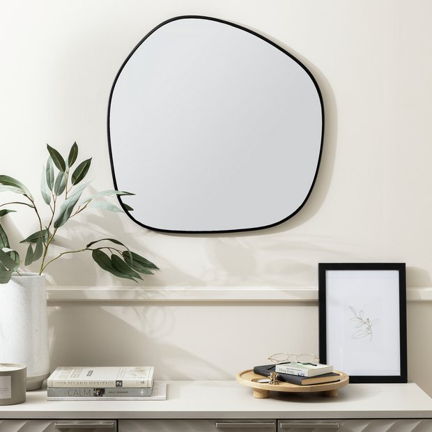 Habitat black asymmetric wall mirror 60x60cm (British brand)