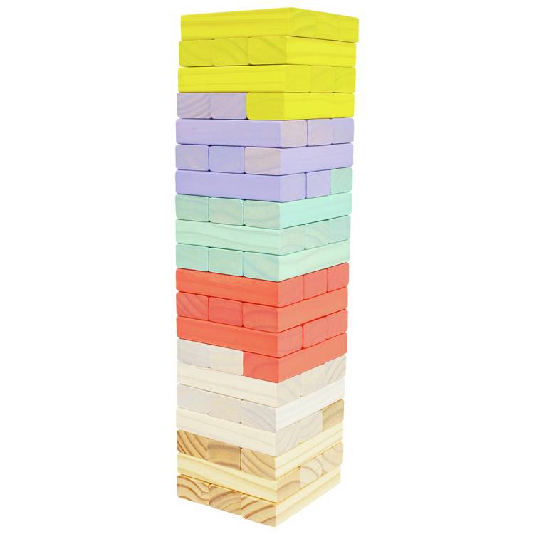 TP Giant Wooden Tumble Tower pastel blocks stacking game - British product