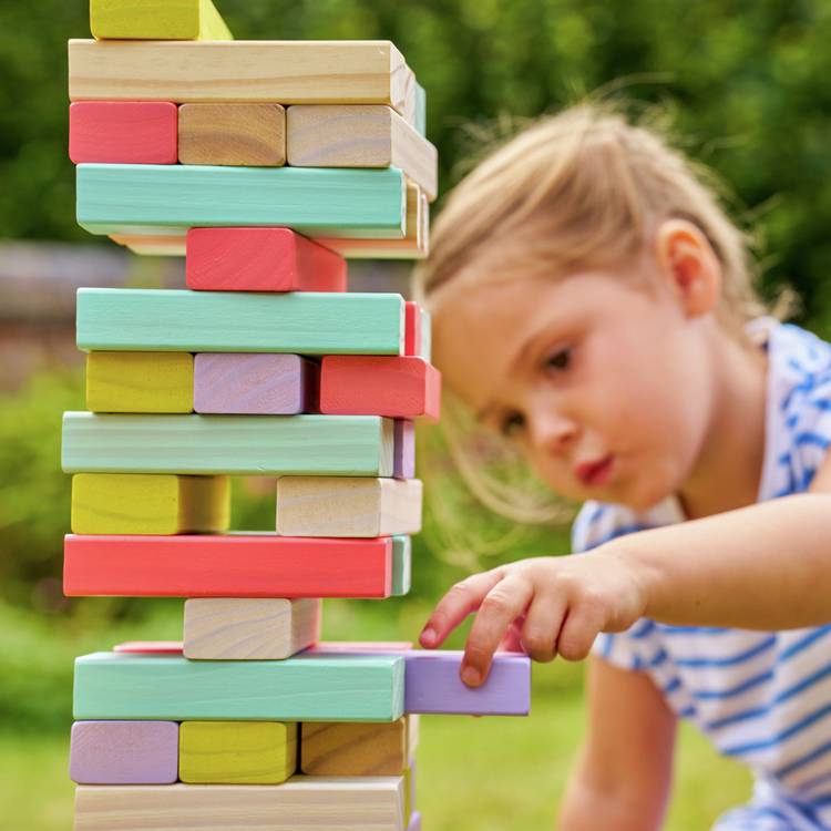 TP Giant Wooden Tumble Tower pastel blocks stacking game - British product