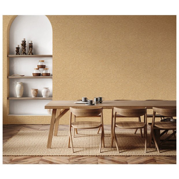 Esselle Home Textured Weave Yellow wallpaper roll 50cm x 10m (British brand)