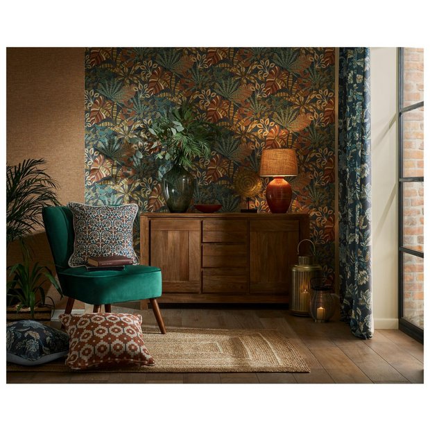 Esselle Home orange textured wallpaper, imported from the UK