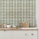 Arthouse check green textured wallpaper roll (British brand)