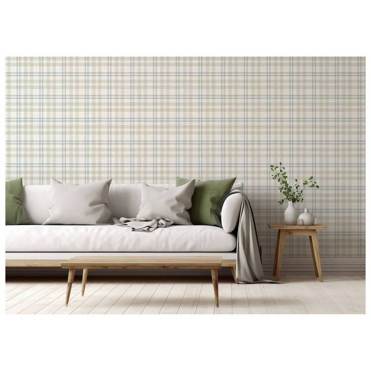 Arthouse Check Cream wallpaper roll (British brand)