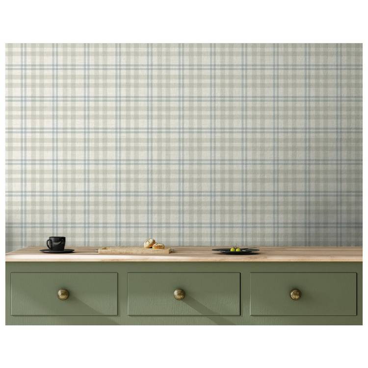 Arthouse Check Cream wallpaper roll (British brand)