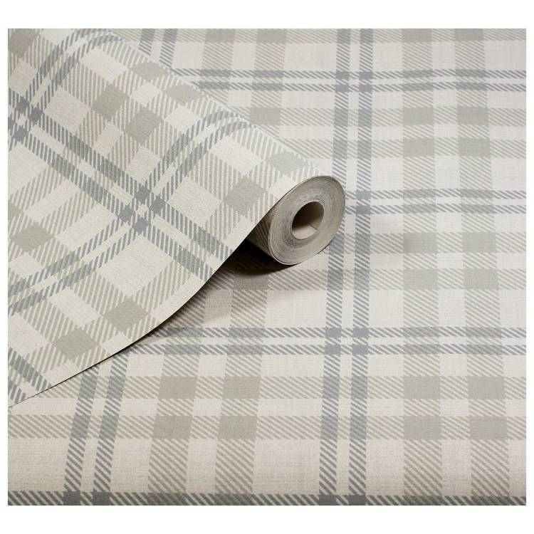 Arthouse Check Cream wallpaper roll (British brand)