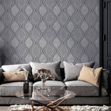 Arthouse Curve Charcoal wallpaper roll, imported from the UK