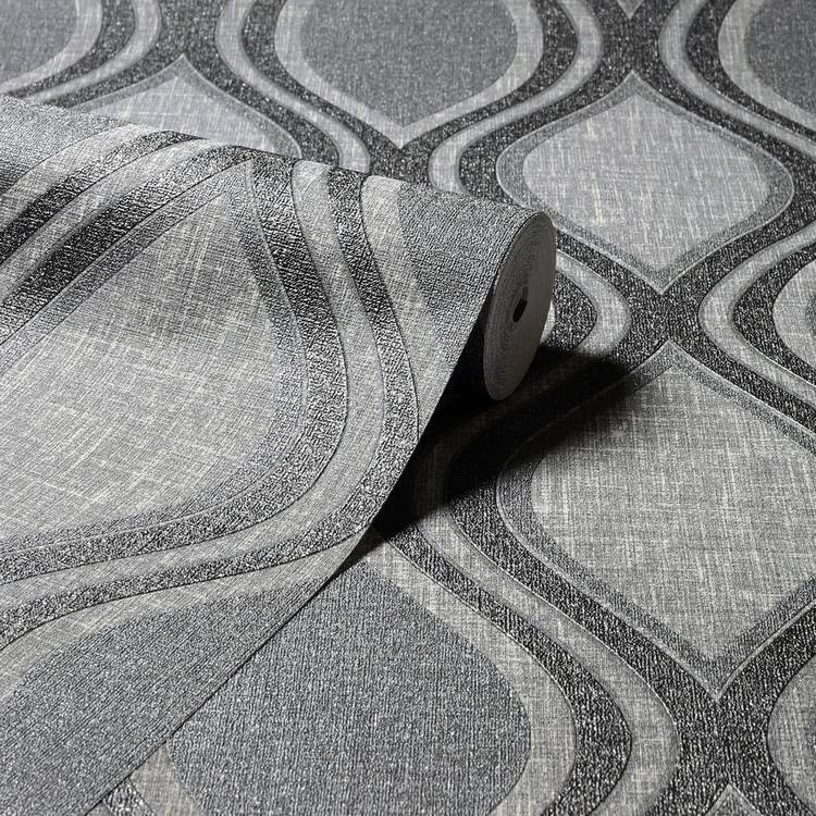 Arthouse Curve Charcoal wallpaper roll, imported from the UK