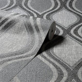 Arthouse Curve Charcoal wallpaper roll, imported from the UK