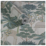 Esselle Home Wallpaper Exotic Pavilion Green 50cm, imported from the UK