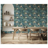 Esselle Home Exotic Pavilion navy wallpaper roll 50cm x 10m (British brand)