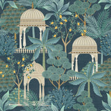 Esselle Home Exotic Pavilion navy wallpaper roll 50cm x 10m (British brand)