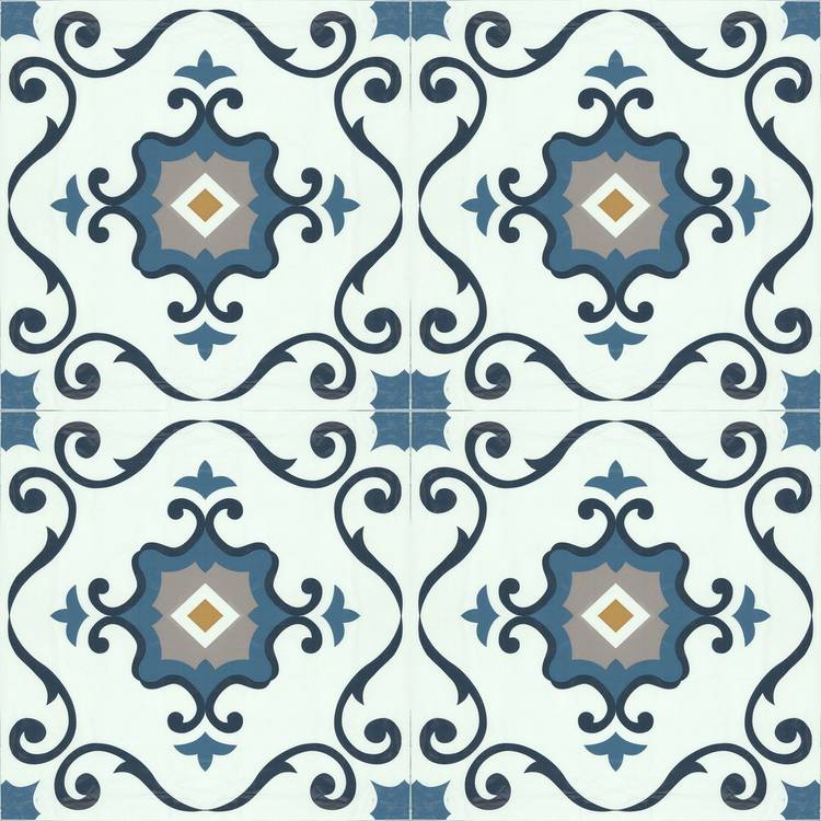 Arthouse blue motif floor tile, UK version