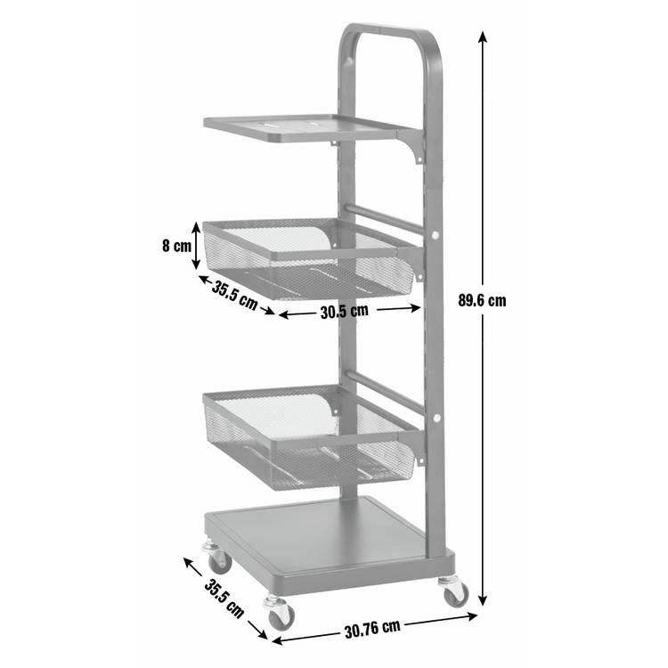 Argos Home adjustable 3 tier kitchen trolley black - British product