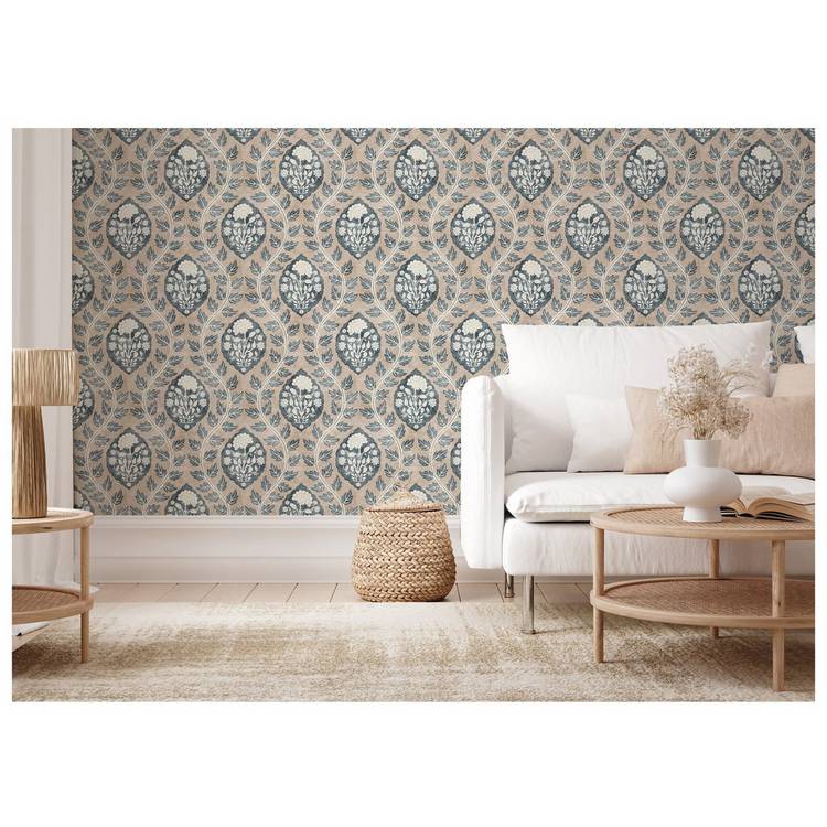 Esselle Home Cartouche Blue wallpaper roll, imported from the UK