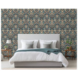 Arthouse folk floral navy wallpaper 53cm x 10.05m, UK version