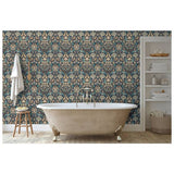 Arthouse folk floral navy wallpaper 53cm x 10.05m, UK version