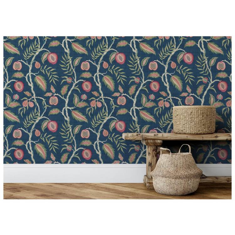Esselle Home Fruits of Paradise Navy wallpaper - British product
