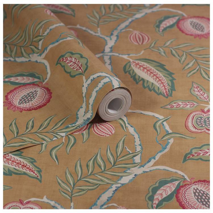 Esselle Home Fruits of Paradise Ochre wallpaper roll, imported from the UK