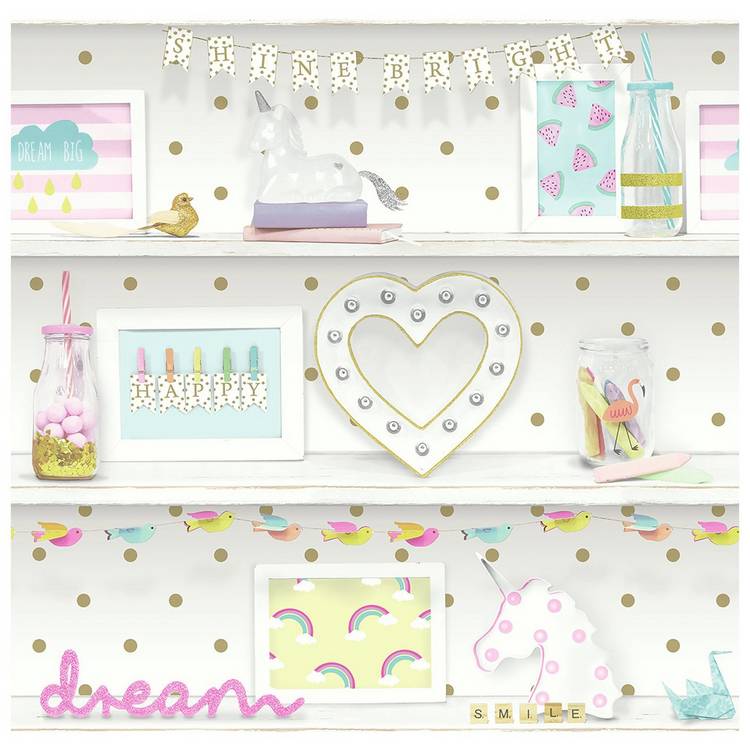 Arthouse Children's Pink Wallpaper with glitter details - British product
