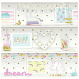Arthouse Children's Pink Wallpaper with glitter details - British product