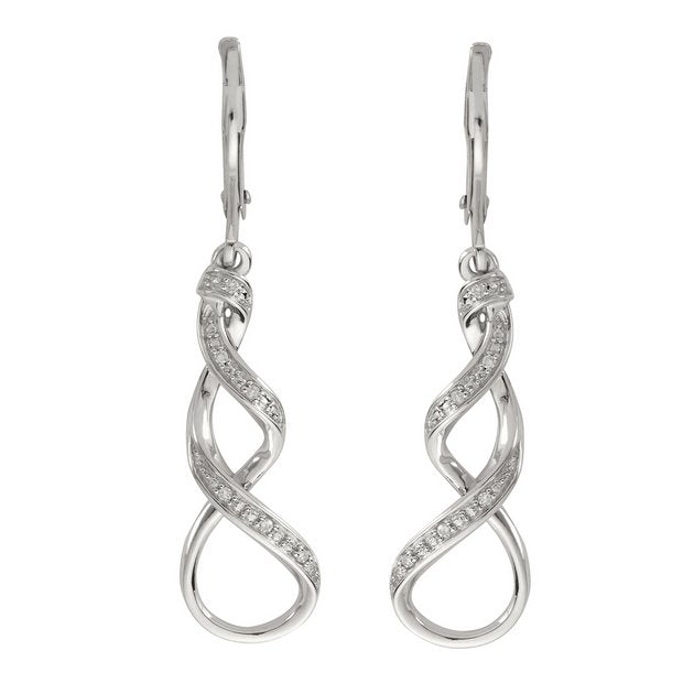 Revere sterling silver diamond twist drop earrings 0.04ct, UK version