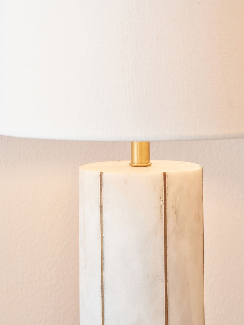 Pacific Gold Venetia marble and brass tall table lamp, imported from the UK