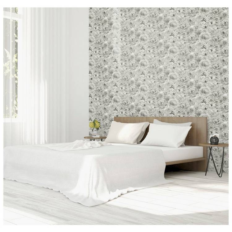 Arthouse floral print silver wallpaper roll - British product