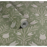 Esselle Home Tulip Green wallpaper 50cm x 10m roll (British brand)