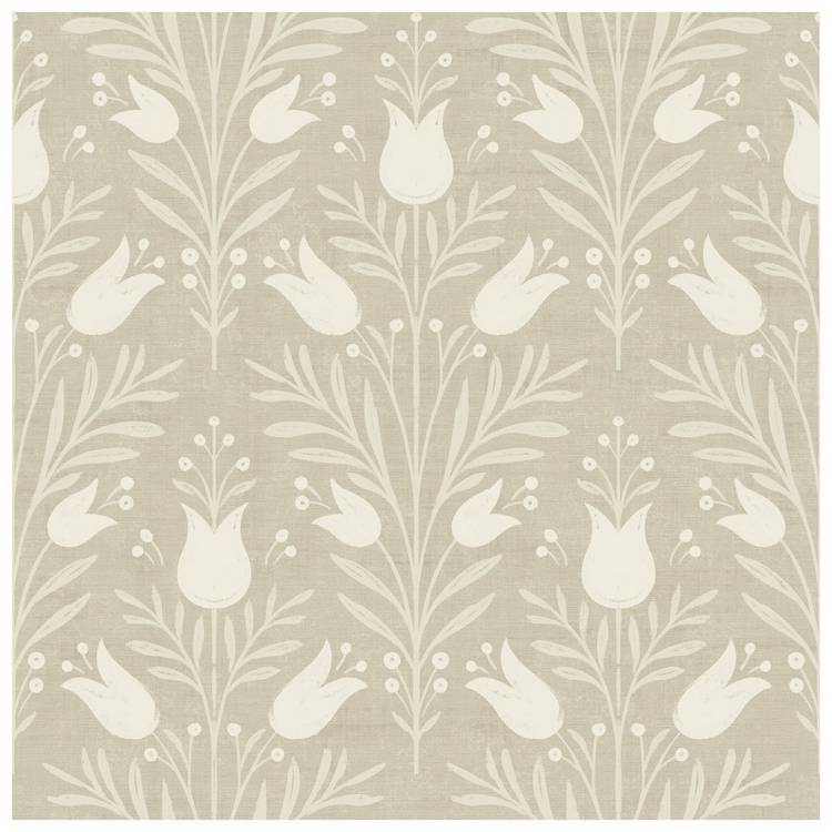 Esselle Home Tulip Taupe Wallpaper roll 10m, imported from the UK
