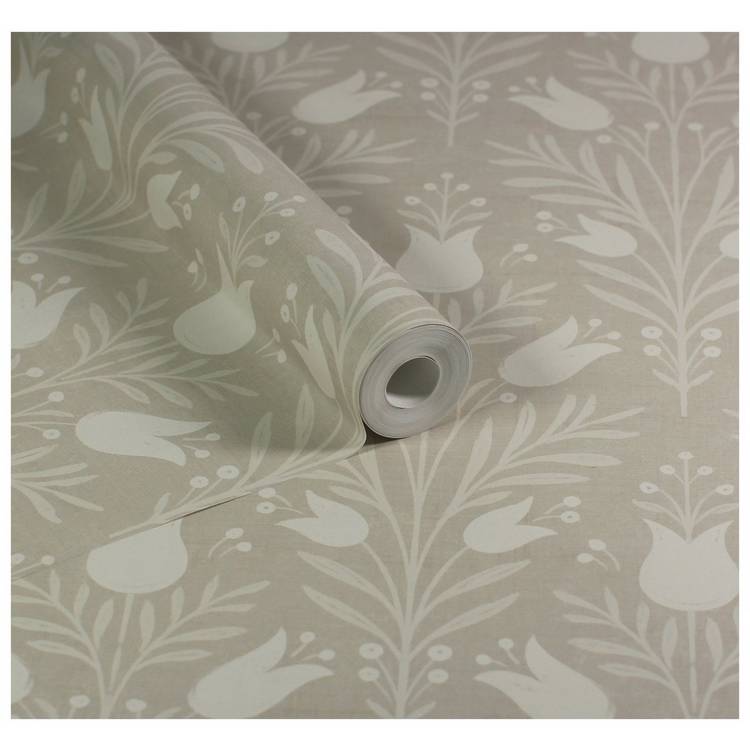 Esselle Home Tulip Taupe Wallpaper roll 10m, imported from the UK
