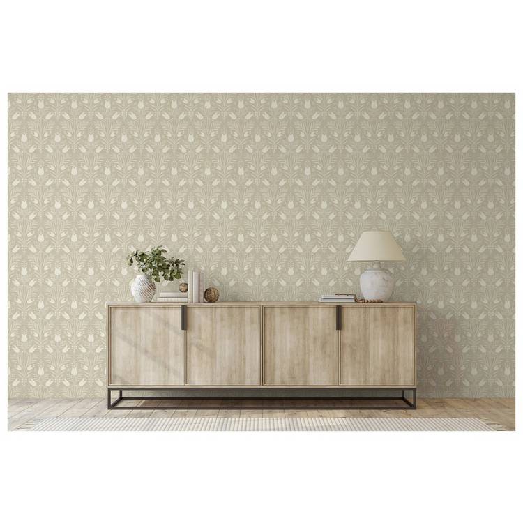 Esselle Home Tulip Taupe Wallpaper roll 10m, imported from the UK