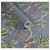 Esselle Home Hill Top Garden wallpaper slate blue botanical design, UK version