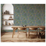 Esselle Home Hill Top Garden wallpaper slate blue botanical design, UK version