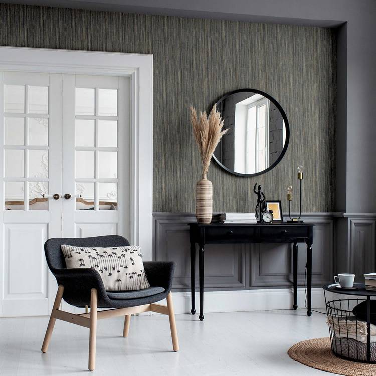 Arthouse Grasscloth Navy wallpaper roll, UK version