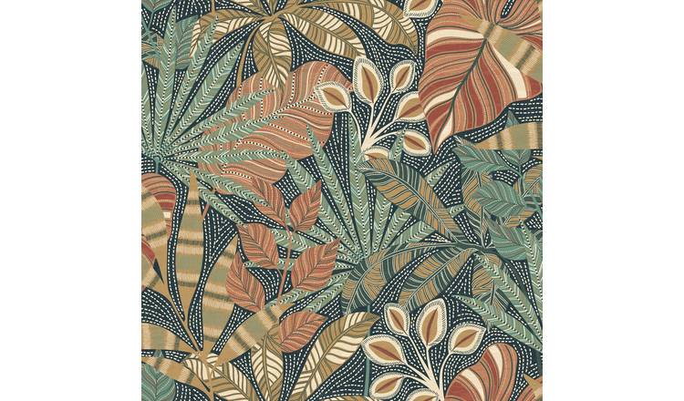 Esselle Home Kirra Leaf Navy wallpaper 50cm x 10m (British brand)