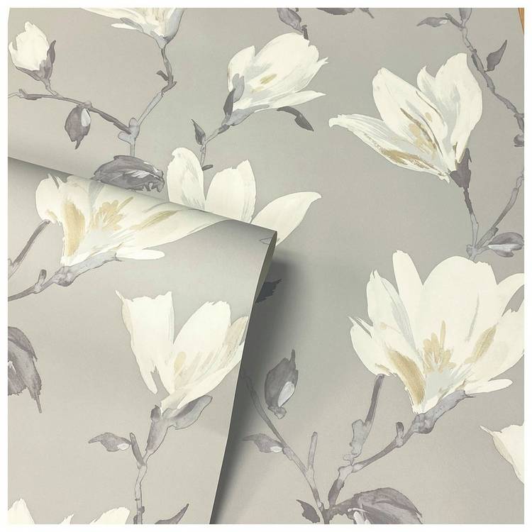 Arthouse Lily Floral Natural wallpaper roll 53cm x 10.05m, imported from the UK
