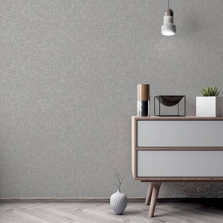 Arthouse linen texture grey wallpaper roll, imported from the UK