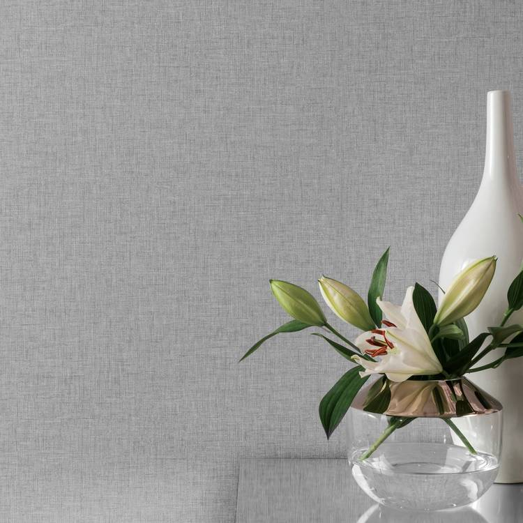 Arthouse linen texture grey wallpaper roll, imported from the UK