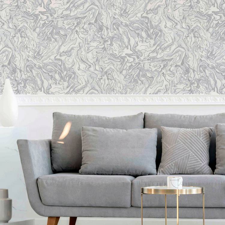 Arthouse Liquid Marble Grey wallpaper roll 10.05m, UK version