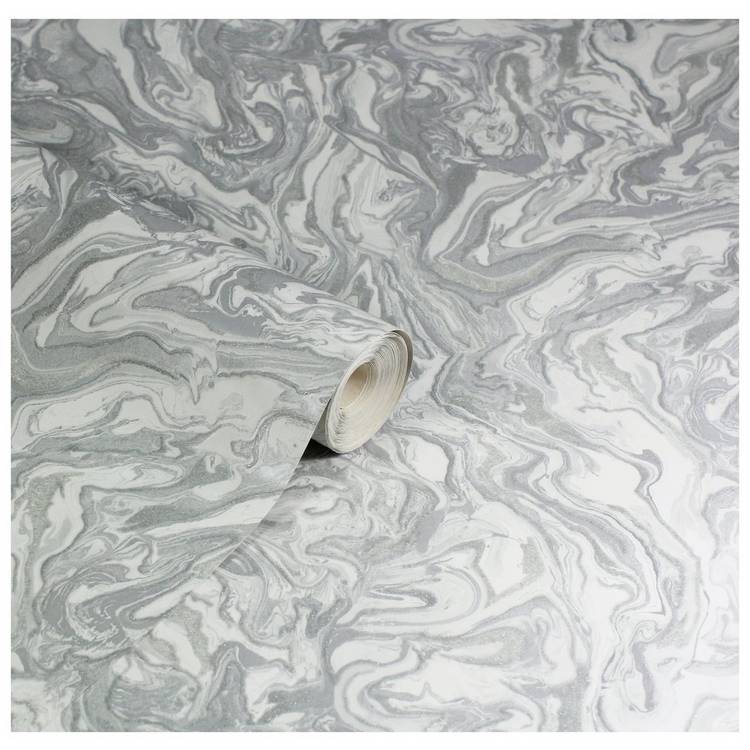 Arthouse Liquid Marble Grey wallpaper roll 10.05m, UK version
