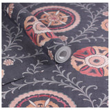 Esselle Home Nahlia Trail Navy Blue wallpaper with Moroccan patterns (British brand)