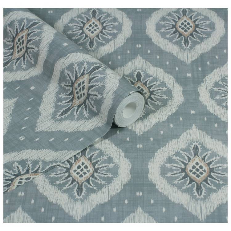 Esselle Home Odina Ikat soft blue wallpaper, imported from the UK