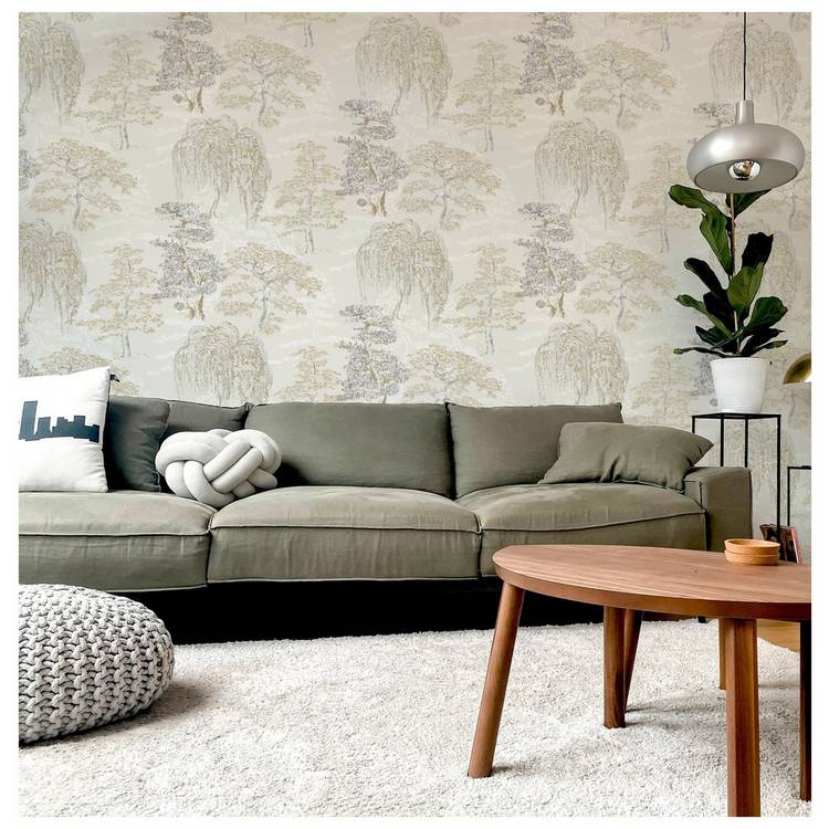 Arthouse Oriental Garden Natural wallpaper, imported from the UK