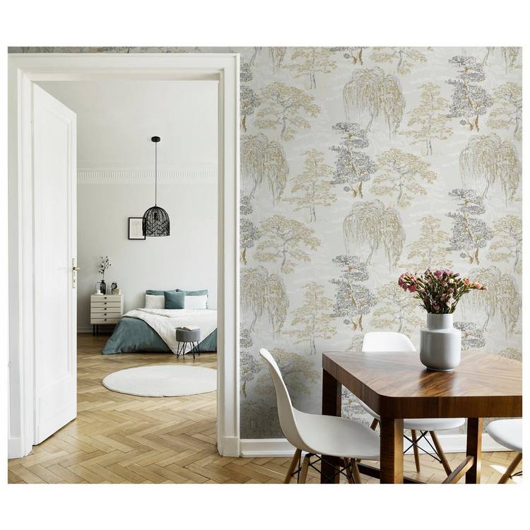 Arthouse Oriental Garden Natural wallpaper, imported from the UK