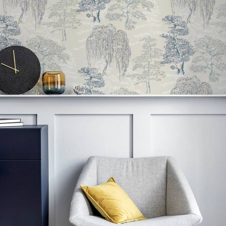 Arthouse Oriental Garden blue wallpaper roll (British brand)